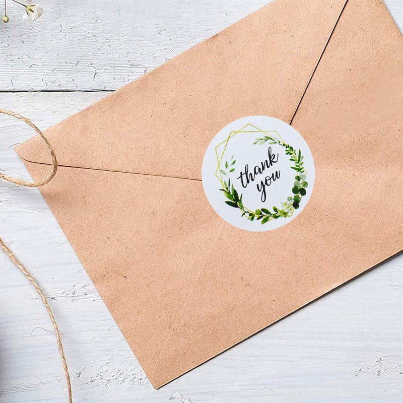 Gutapo 2 inch (5 cm) Thank You Stickers, 500PCS Green Round Stickers Boho Labels for Wedding Party Birthday Packaging Envelope Seals for Small Business - Image 5